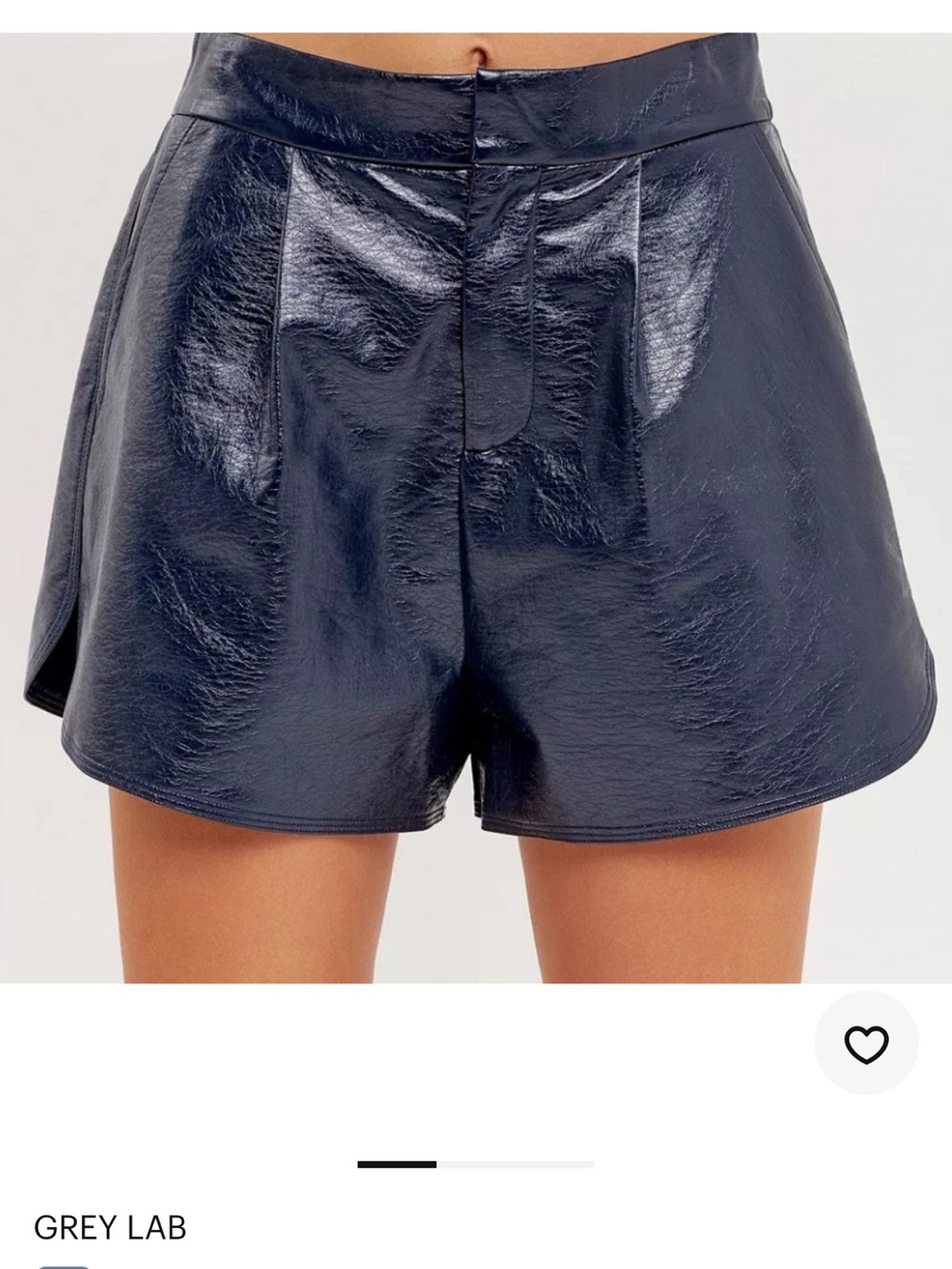 GREY LAB Navy High-Shine Faux Leather High-Waist Women’s Shorts